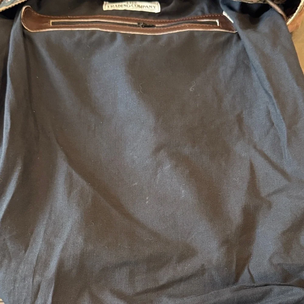 The Trading Company Brown Batik Print Cloth & Leather Backpack NWOT